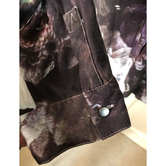Soft Surroundings Button-Up Shirt Womens L Floral Rayon Career Office Church - Picture 3 of 7
